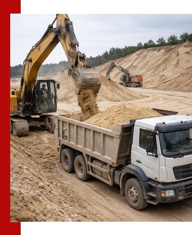 Доставка карьерного песка с самосвалами и разгрузкой в Великом Устюге