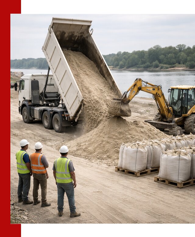 Доставка речного песка в Великом Устюге самосвалами и погрузкой