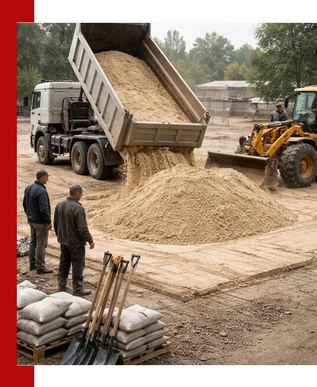 Доставка мытого песка в Великом Устюге с самосвалами по выгодной цене