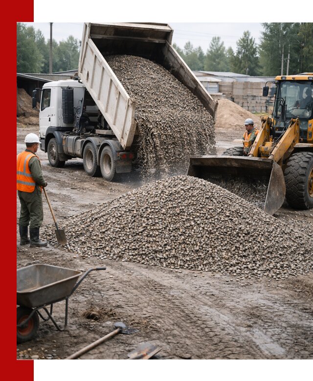 Мытый гравий с доставкой в Великом Устюге от карьера до участка