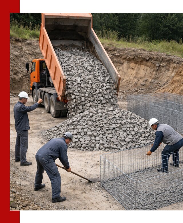 Камень для габионов с доставкой в Великом Устюге быстро и надёжно