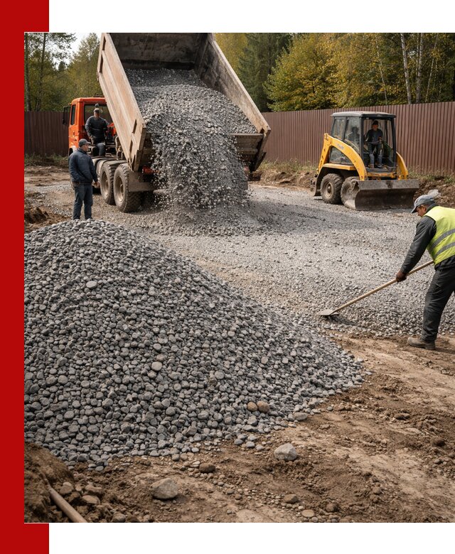 Отсыпка участка щебнем с доставкой и уплотнением в Великом Устюге